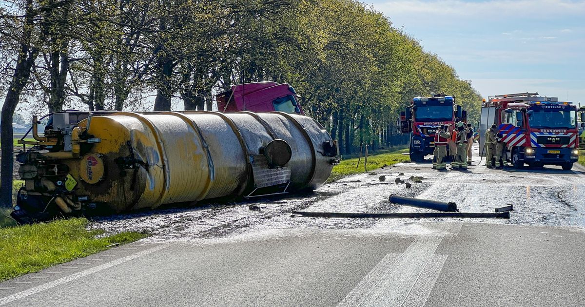 N381 nog urenlang dicht bij Garminge na aanrijding tussen vrachtwagen en auto - RTV Drenthe