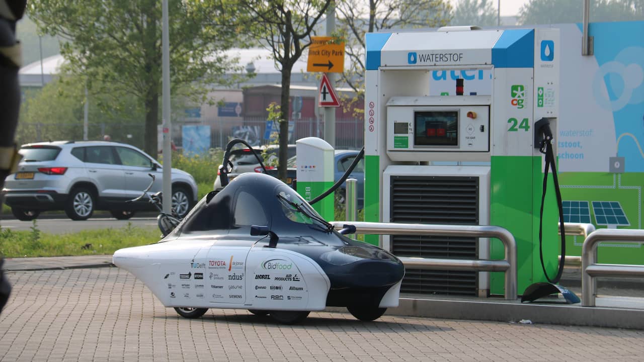 Delftse studenten lopen wereldrecord nipt mis met zelfgebouwde waterstofauto - NU.nl